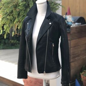 TOPSHOP Black Faux Leather Biker Jacket